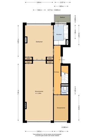 Floorplan - Schieweg 206C02, 3038 BM Rotterdam